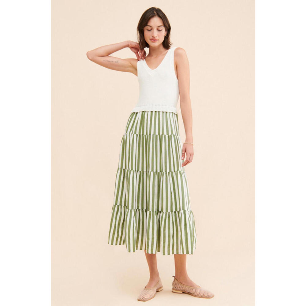 Anthropologie x En Saison - White Knit V-Neck Sleeveless midi Dress, Size S